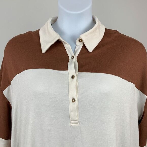 Maurices Rugby Henly Tee sz 1X Plus Shirt Colorblock Long Sleeve New NWT - Picture 2 of 7